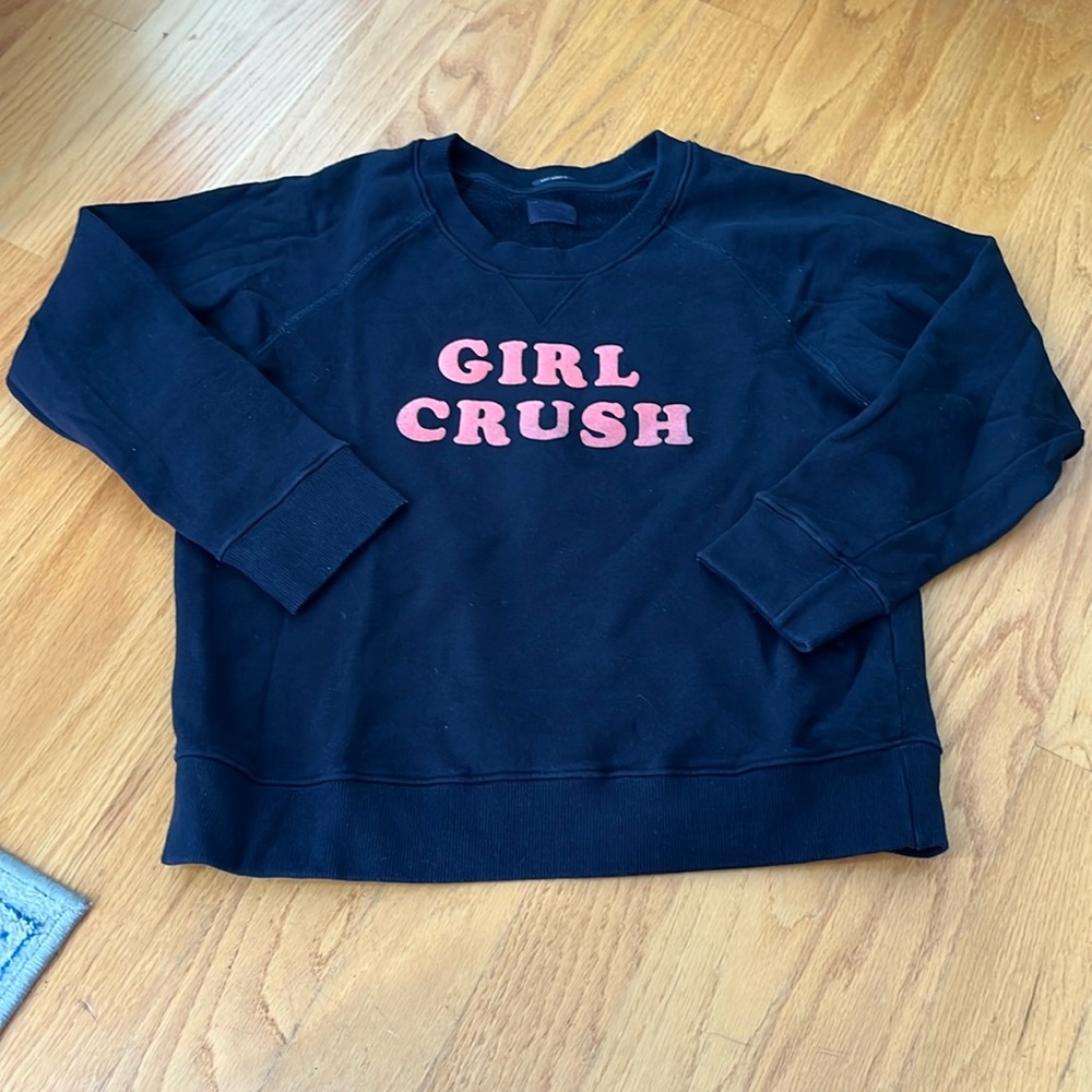 MOTHER Black Sweatshirt with Pink "GIRL CRUSH" Graphic